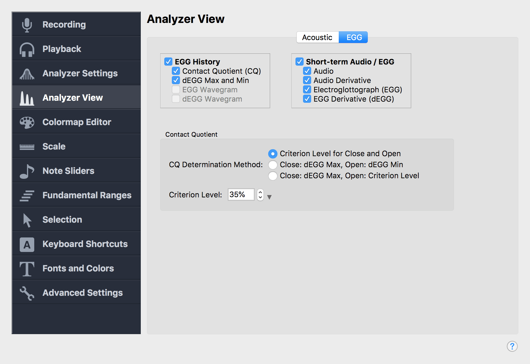 EGG Display Settings